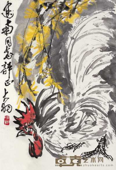 陈大羽 雄鸡图 镜心 67×44.5cm